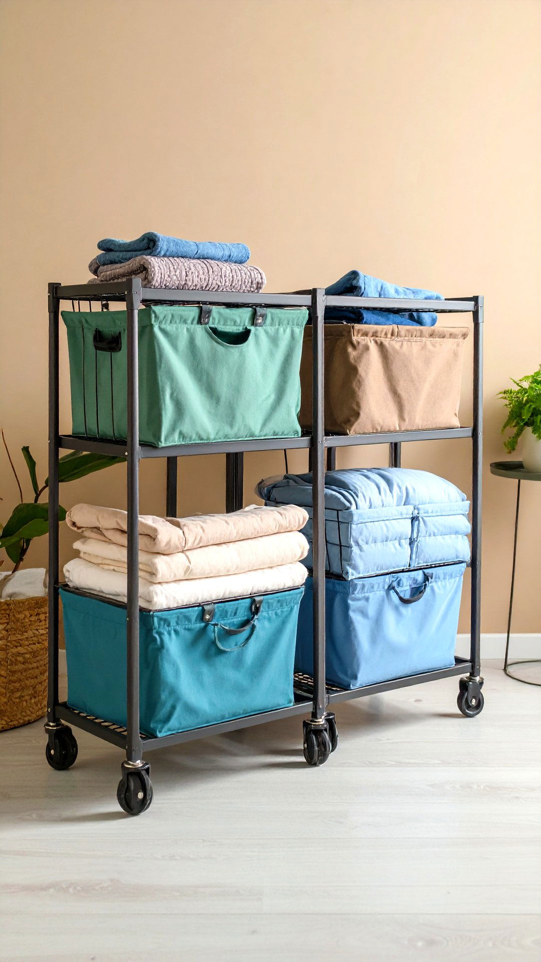 Rolling Laundry Carts for Rotation Friendly Clothes Storage - 25 clothes storage ideas