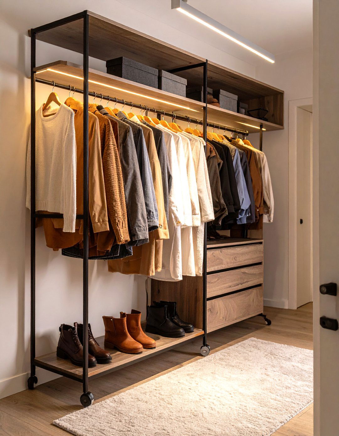 Rolling Racks Turn Any Spot into an Open Closet - 25 open closet ideas