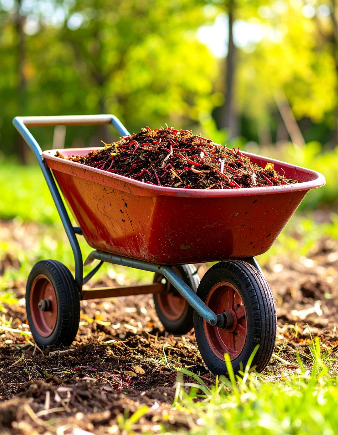 Rolling Wheelbarrow Worm Farm for Kids - 25 old wheelbarrow ideas