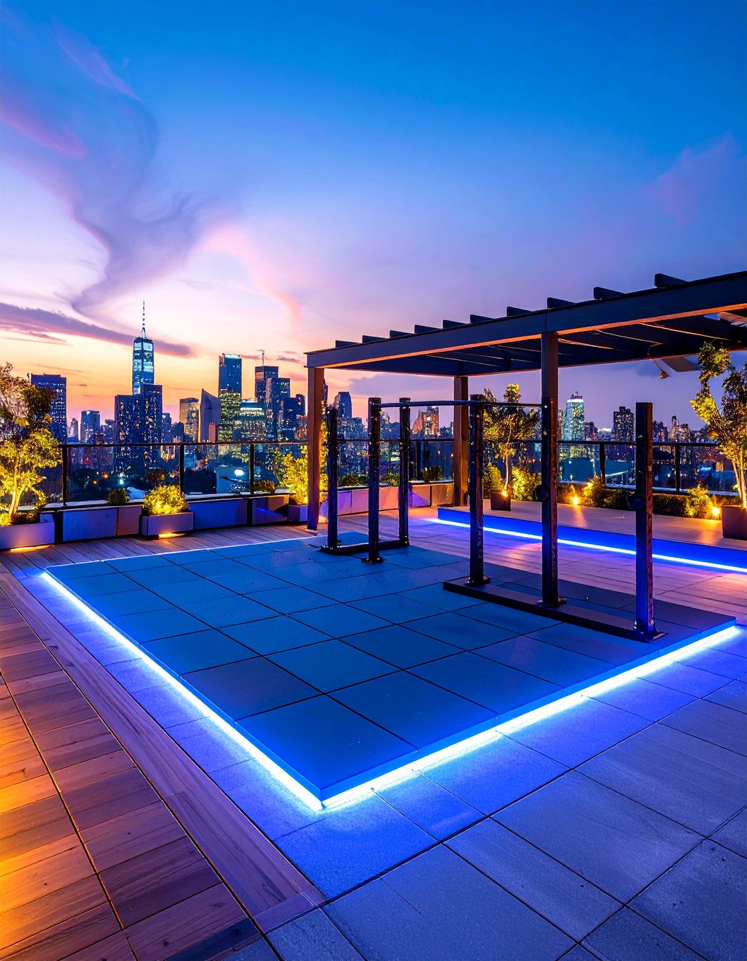 Rooftop Outdoor Gym With Safety Railing - 25 outdoor gym ideas