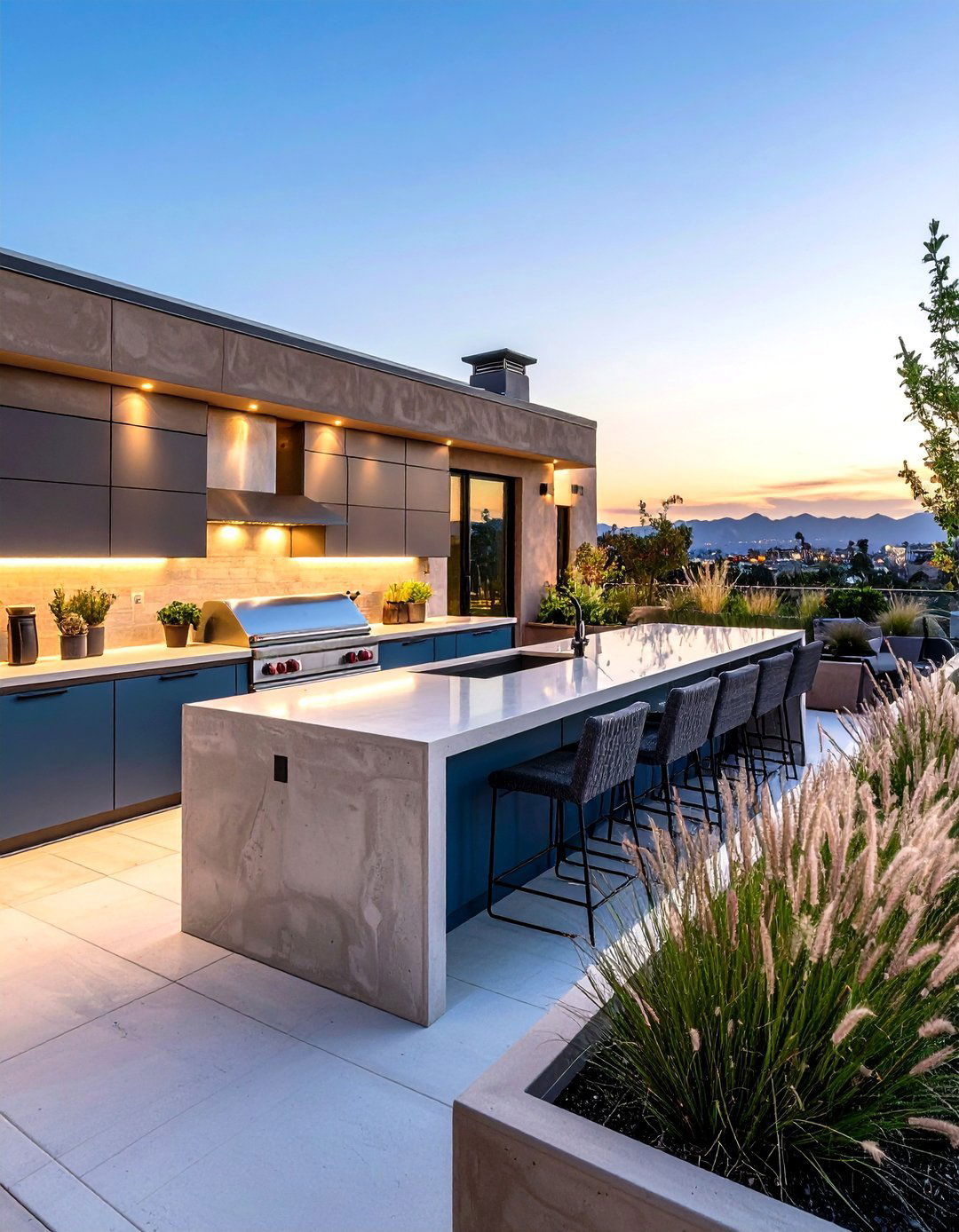 Rooftop Retreat Layout - 25 Stucco Outdoor Kitchen Ideas