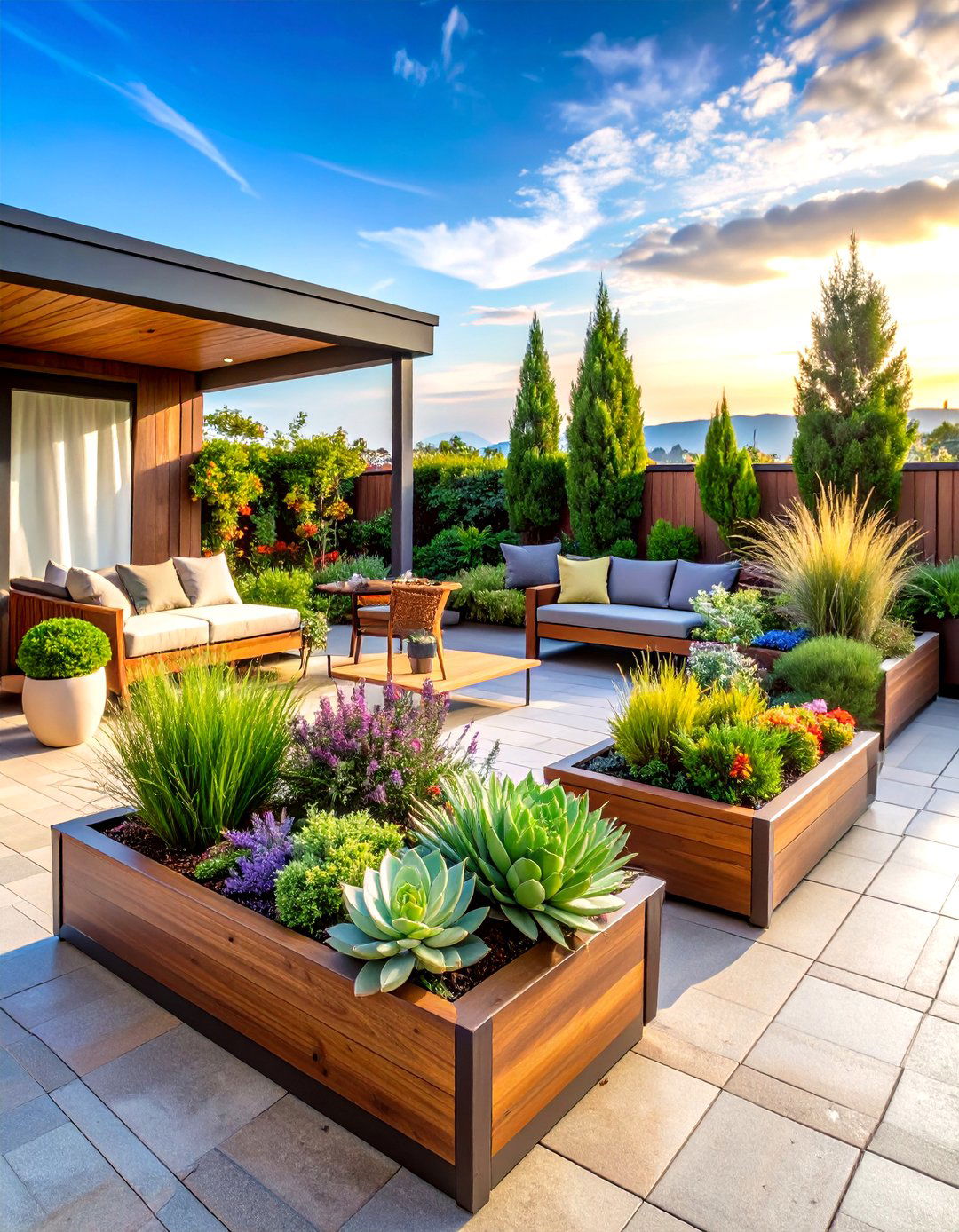 Rooftop Terrace Container Garden Outdoor Living Space - 25 outdoor living space ideas