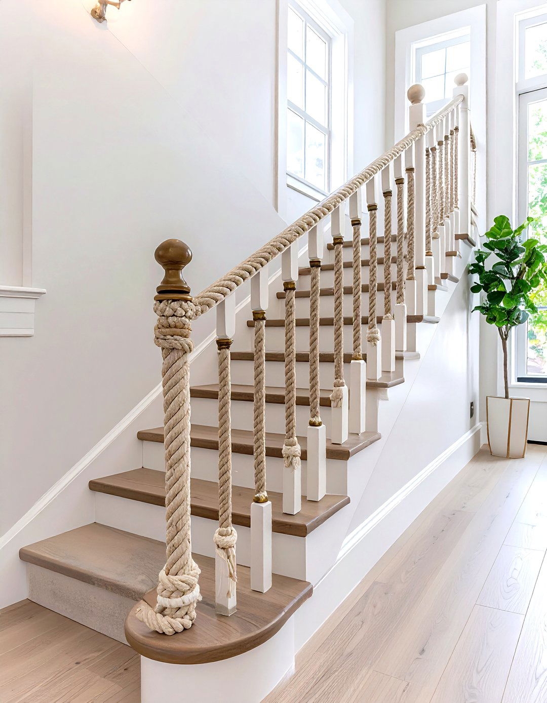 Rope Banister Stair Railing - 25 farmhouse rustic stair railing ideas