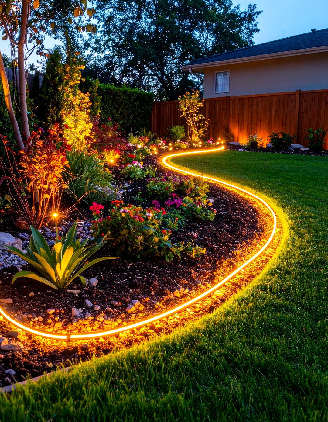 Rope Outline Outdoor Lighting along Borders - 25 outdoor lighting ideas
