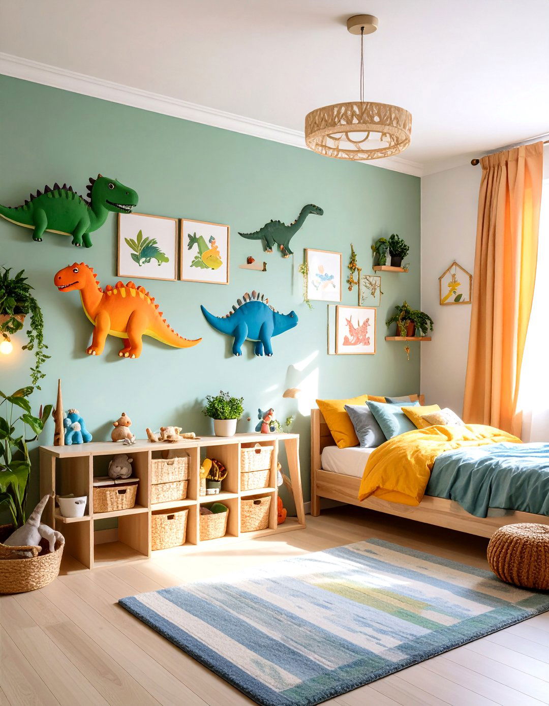 Rotating Dino Art Gallery Line - 25 dinosaur-themed kids' room ideas