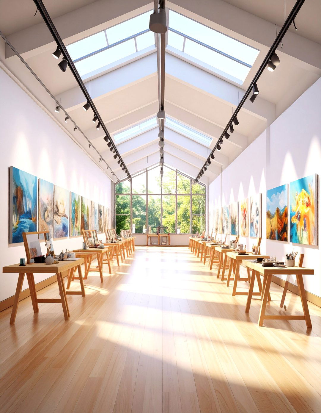 Rotating Gallery Rail for Constant Motivation - 25 art room ideas
