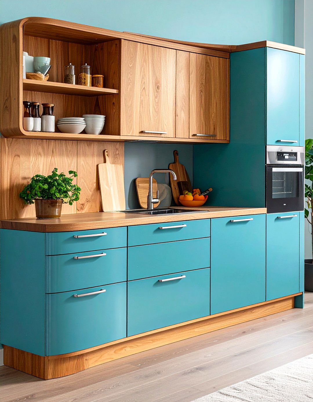 Rounded Corner Cabinets Lend Space Age Style to a s Kitchen - 25 70s kitchen ideas