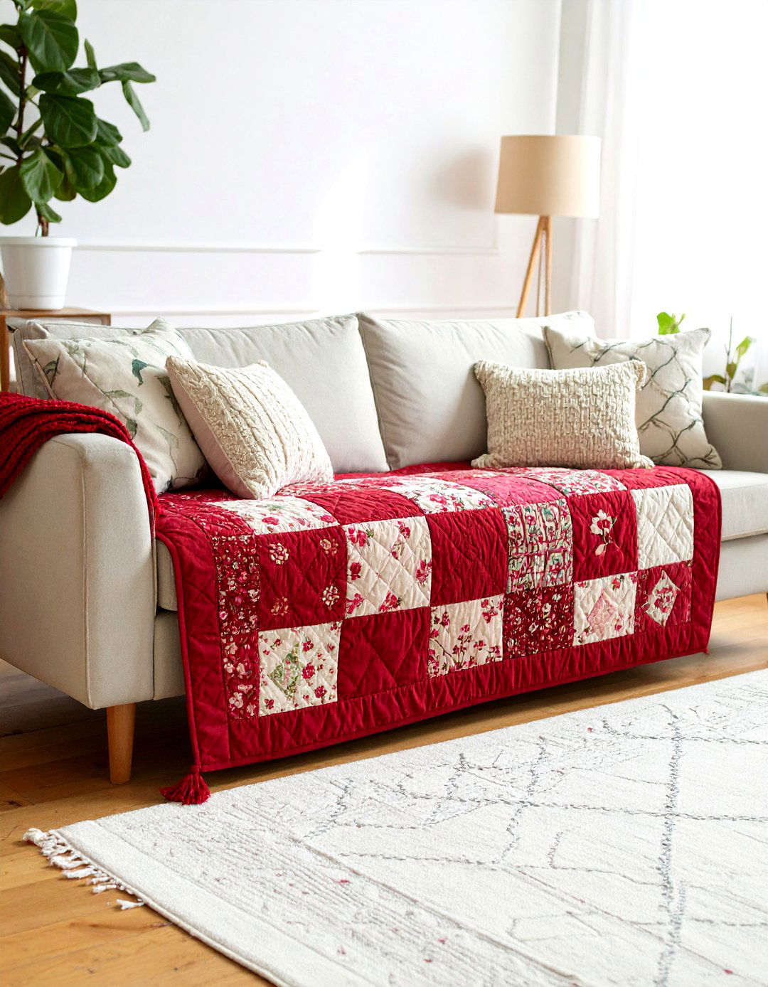 Ruby Colored Memory Quilt Sewn from Family Fabrics - 25 40th wedding anniversary gift ideas