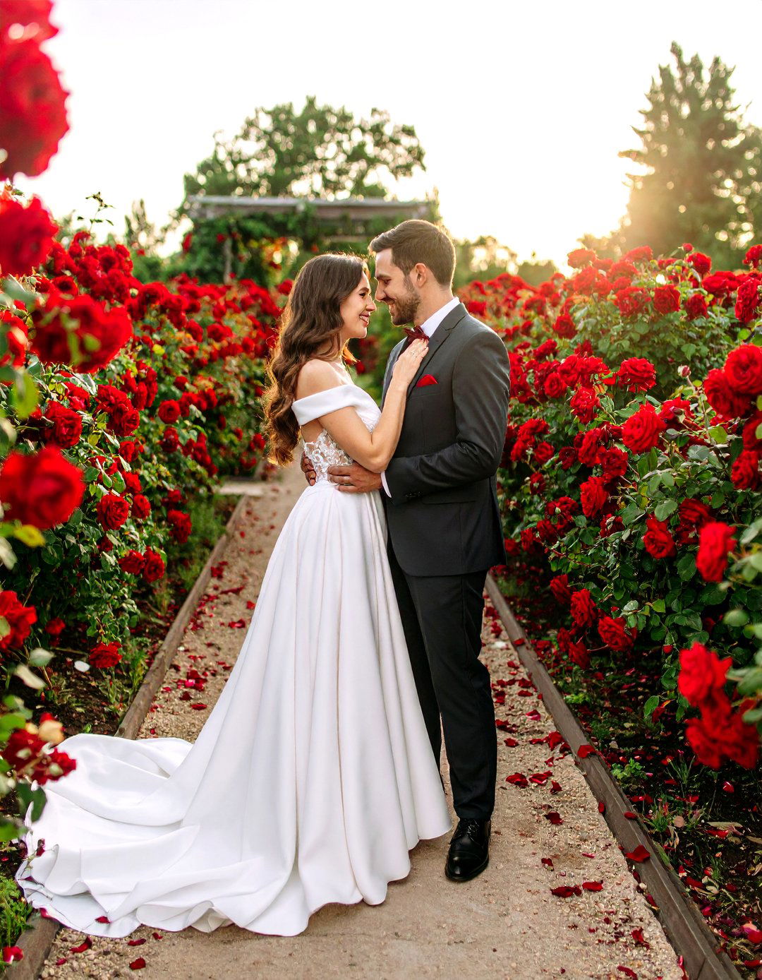 Ruby Themed Photo Session Among Blooming Roses - 25 40th wedding anniversary gift ideas