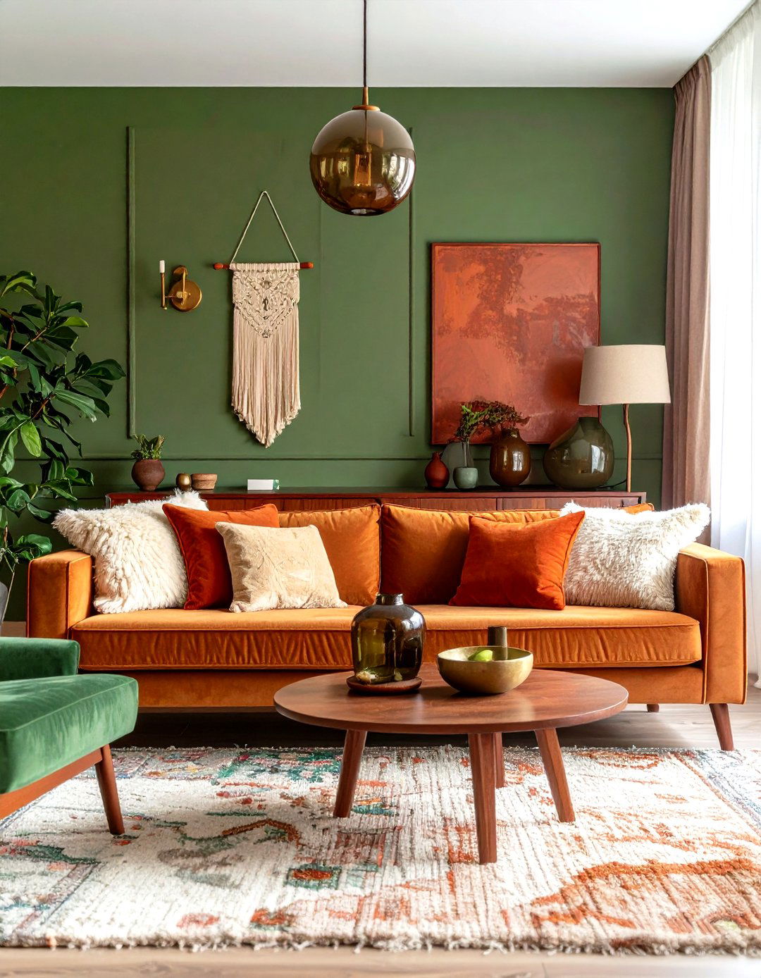 Rust and Avocado Palette Painting a s Living Room - 25 70s living room ideas