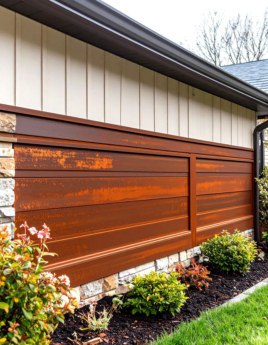 Rusted Steel Exterior Wainscoting for Farmhouse Patina - 25 exterior wainscoting ideas