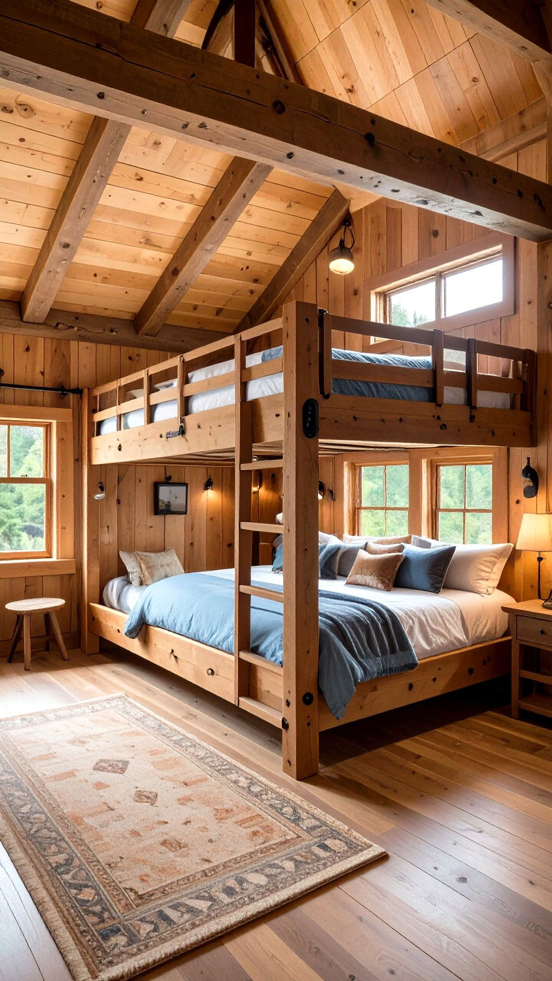 Rustic Cabin Bunk Room Built from Reclaimed Wood - 25 bunk room ideas