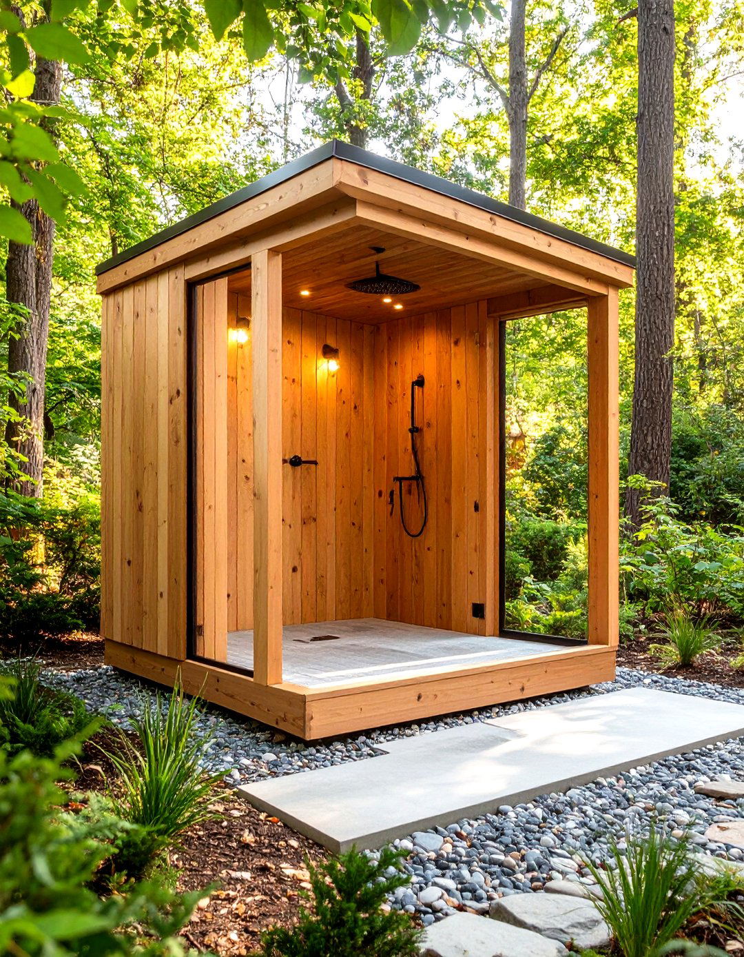 Rustic Cedar Shower Stall - 25 outdoor bathroom ideas