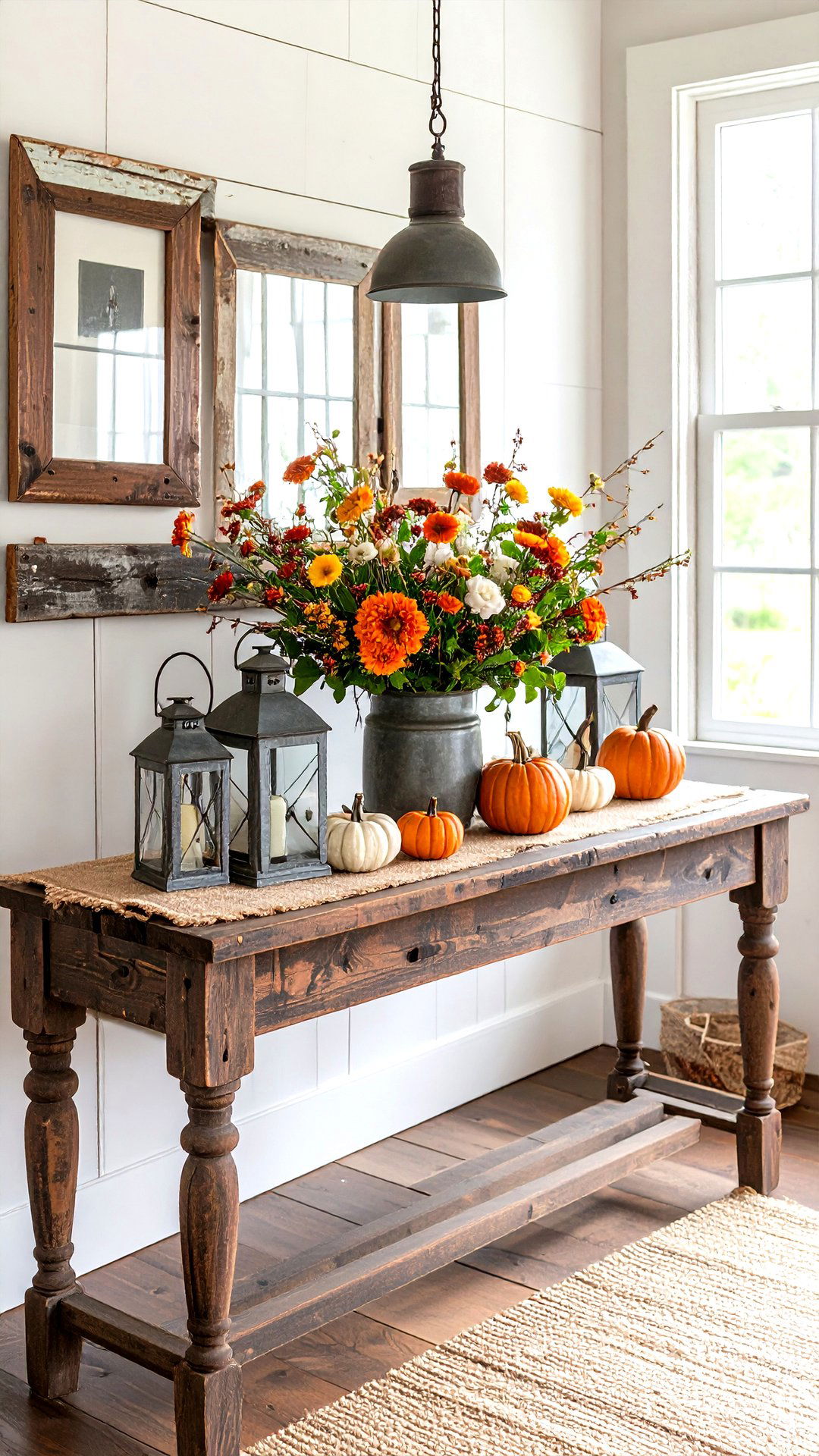 Rustic Farmhouse Console Table with Vintage Finds - 25 console table decor ideas