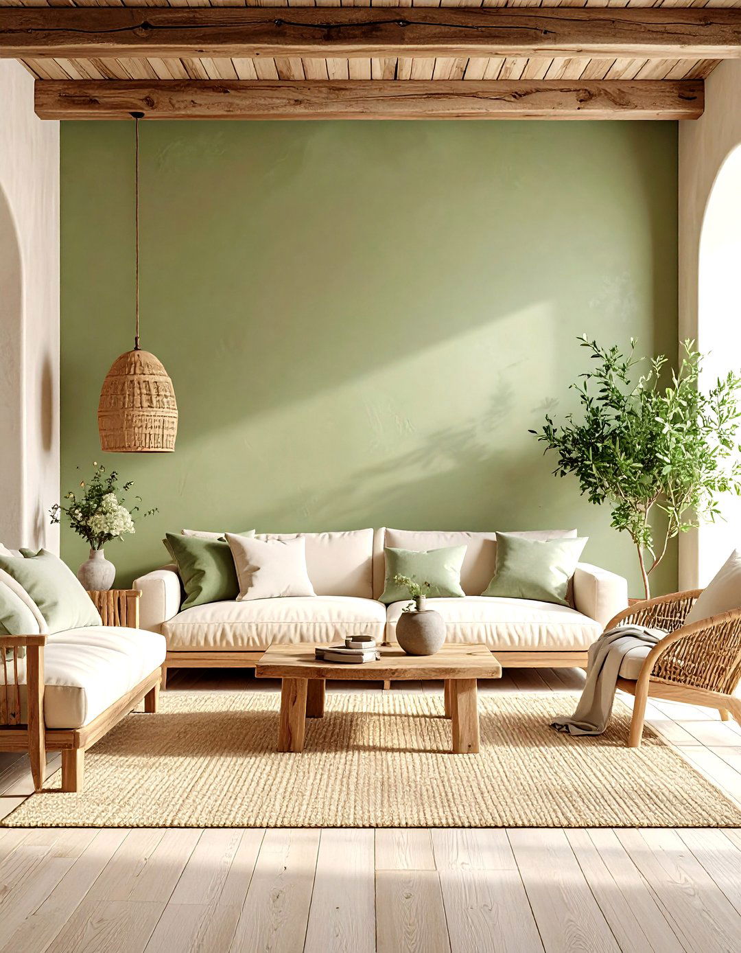 Rustic Limewash Texture - 25 olive green accent wall ideas