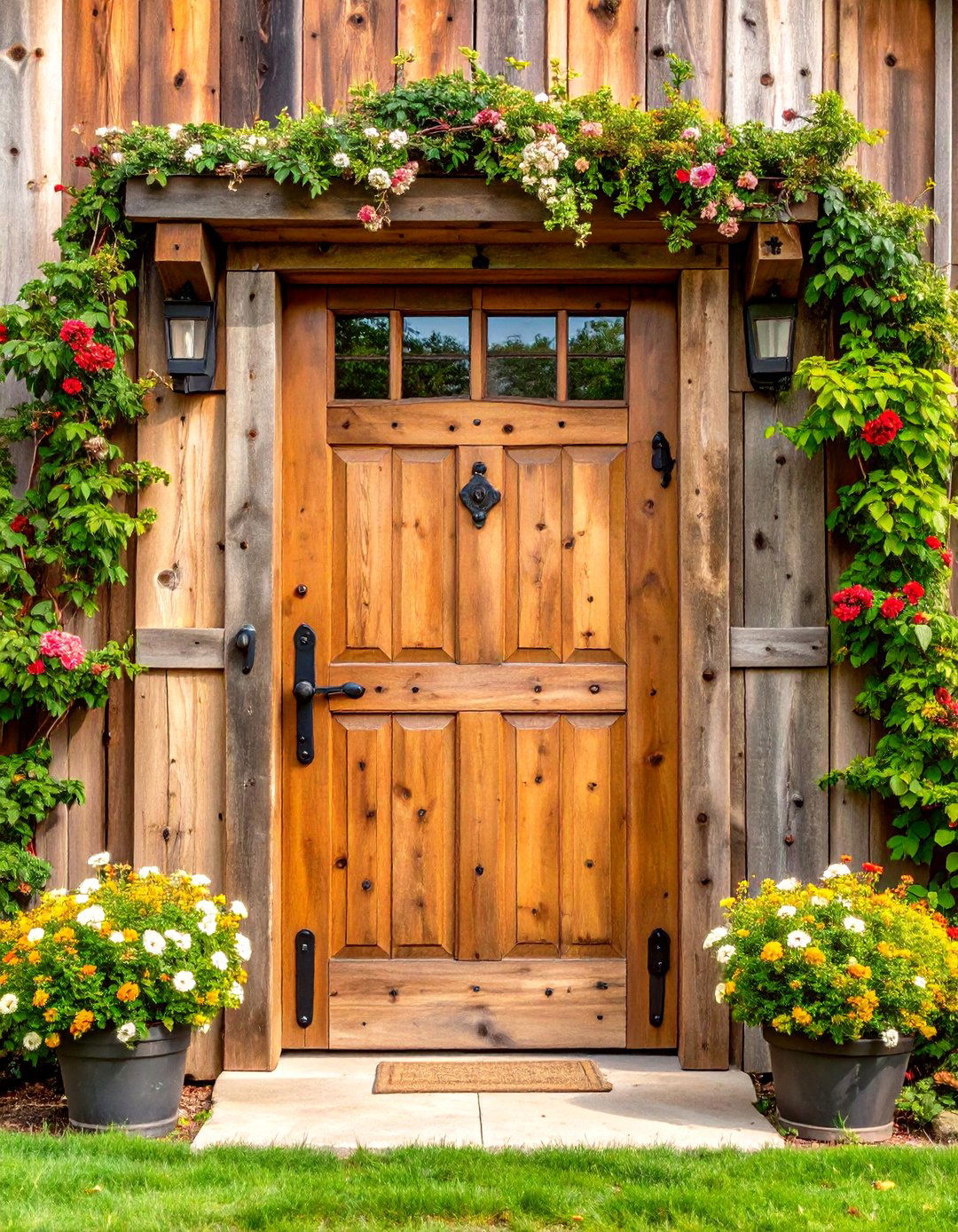 Rustic Reclaimed Barn Wood Surround - 25 exterior door trim ideas