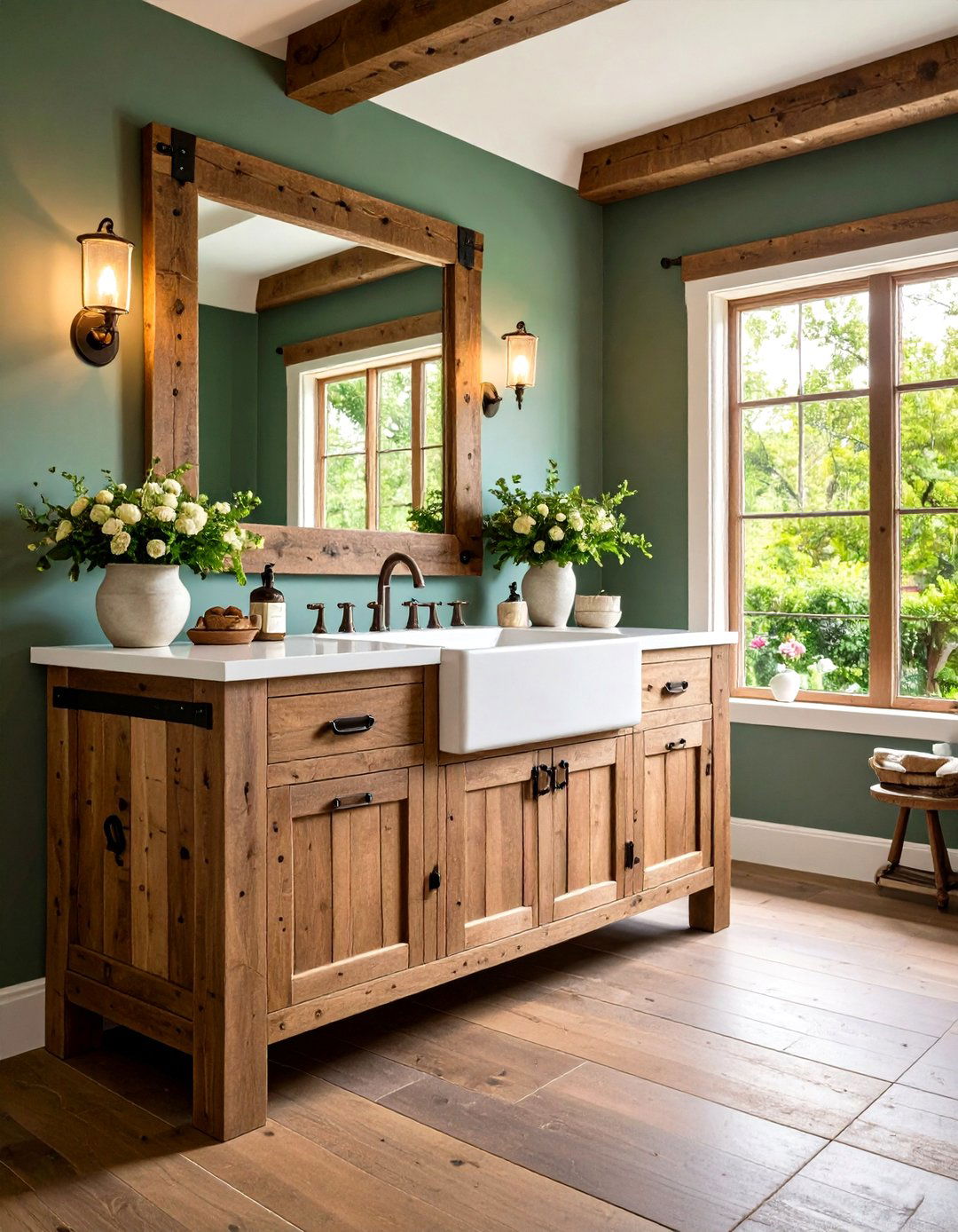 Rustic Reclaimed Wood Bathroom Vanity Channels Farmhouse Charm - 25 Wood Bathroom Vanity Ideas