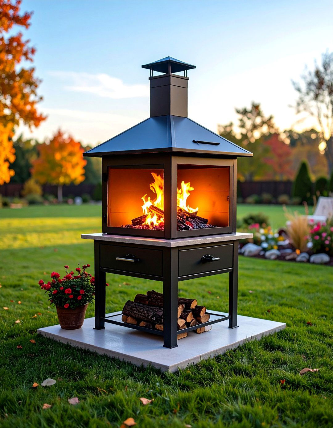 Rustic Stacked Stone Outdoor Fireplace Grounds the Garden - 25 outdoor fireplace ideas