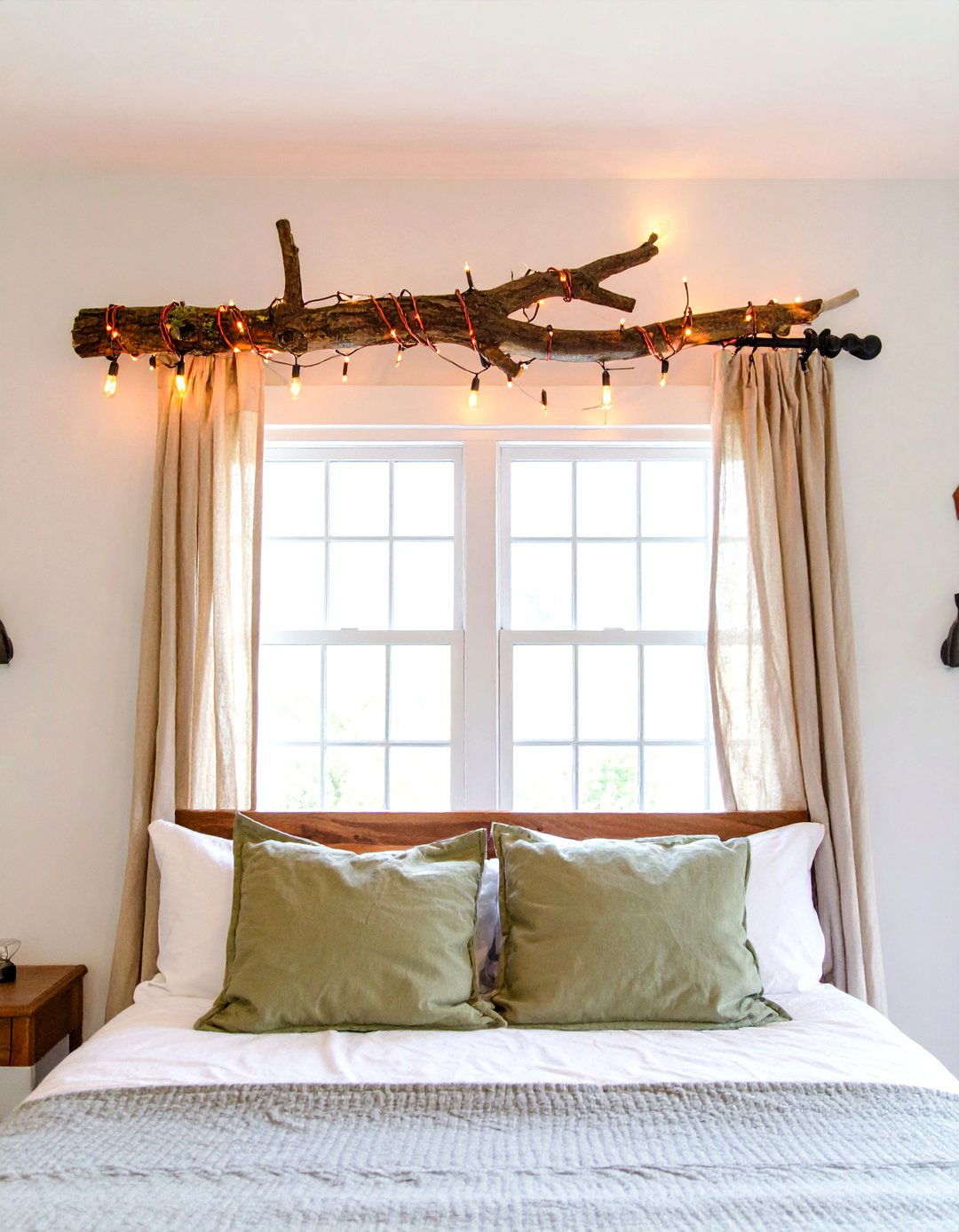 Rustic Twig Curtain Rod for Storybook Drama - 25 fairy-themed bedroom ideas