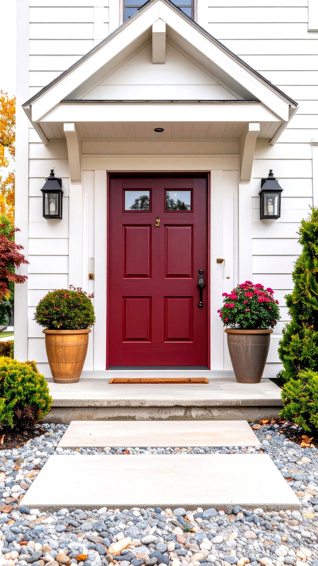Rustic X Braced Burgundy Farmhouse Door - 25 burgundy front door ideas