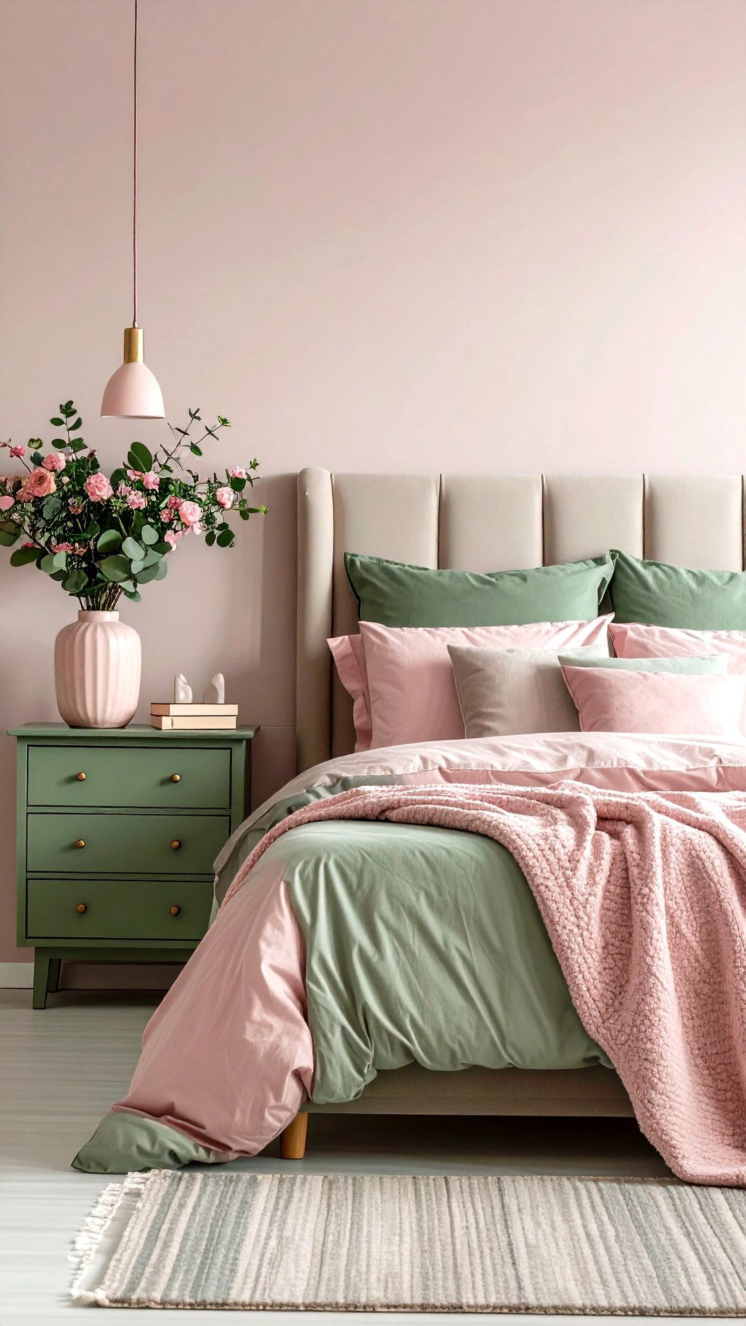 Sage Green Pairing for Fresh Contrast - 25 blush pink bedroom ideas