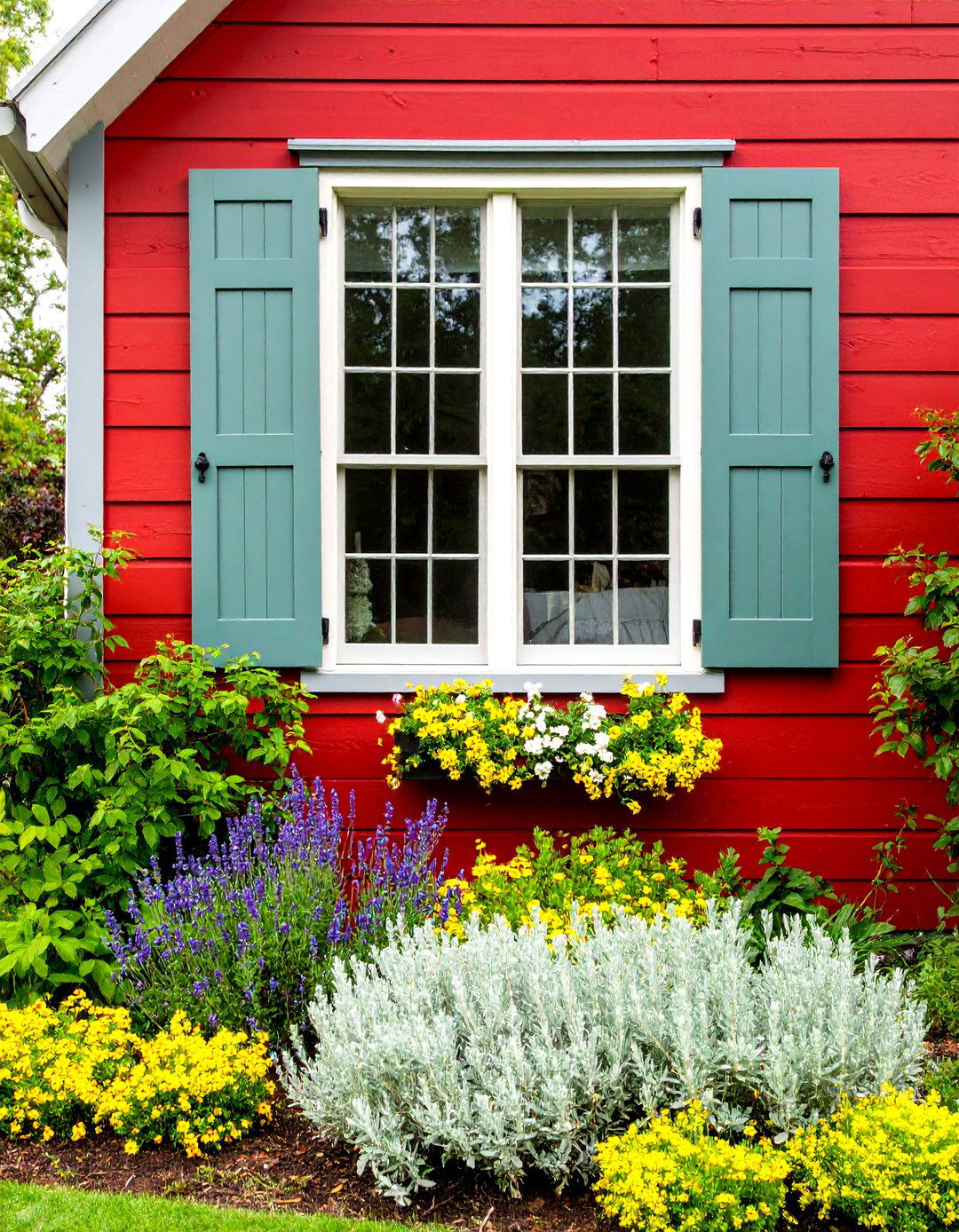 Sage Green Shutters Complement the Red Body Color - 25 dark red house exterior ideas