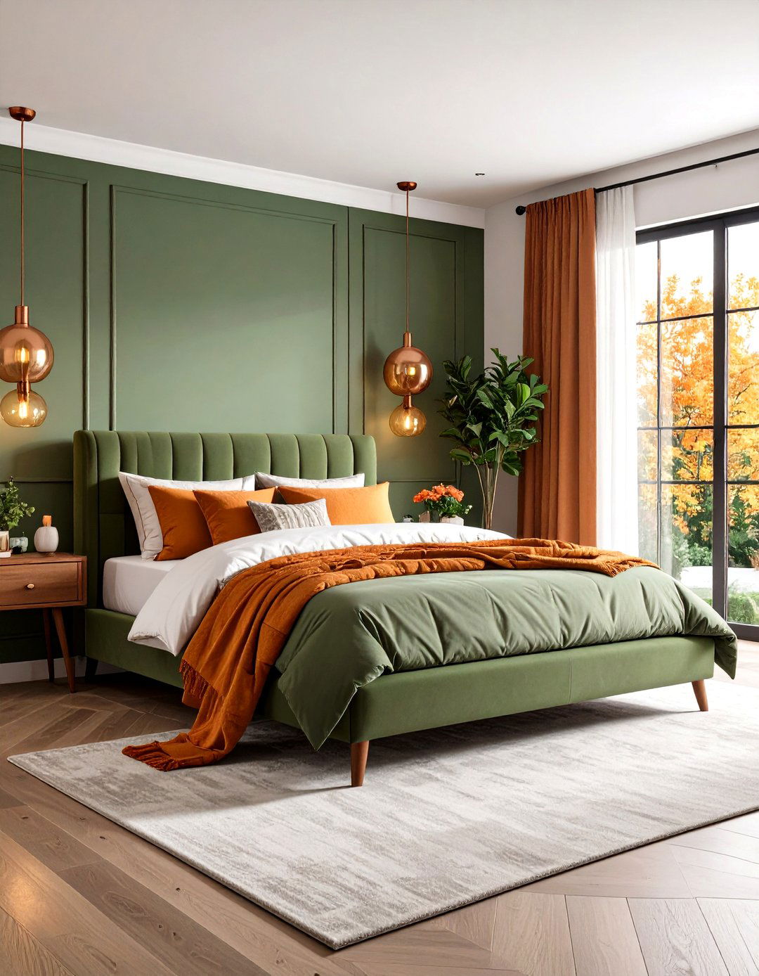 Sage Green and Orange Bedroom for Balance - 25 orange room ideas