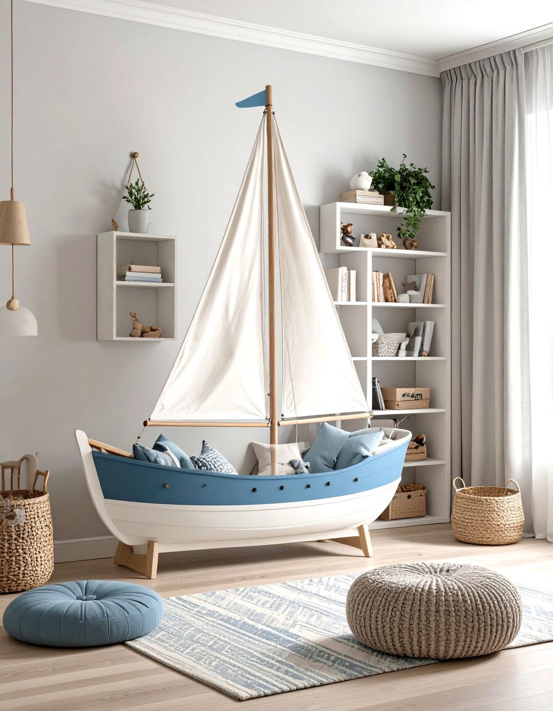 Sailboat Bookcase - 25 ocean-themed nursery ideas