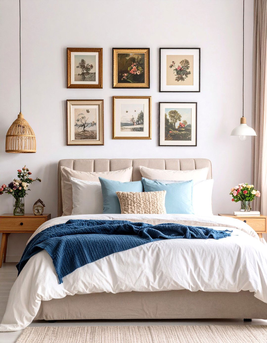 Salon Style Art Wall - 25 parisian themed bedroom ideas