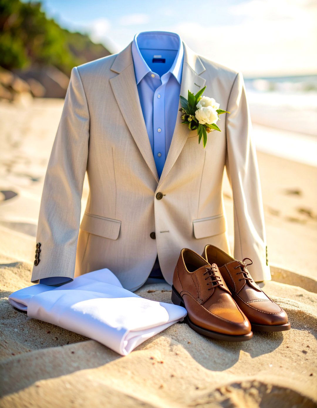Sand Beige Linen Beach Mens Wedding Outfit - 25 men's wedding outfit ideas