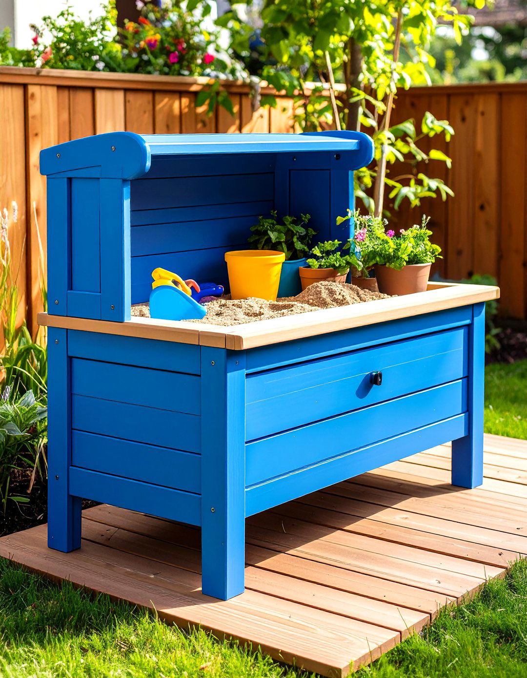 Sandbox Bench With Hidden Compartment Saves Space - 25 outdoor toy storage ideas