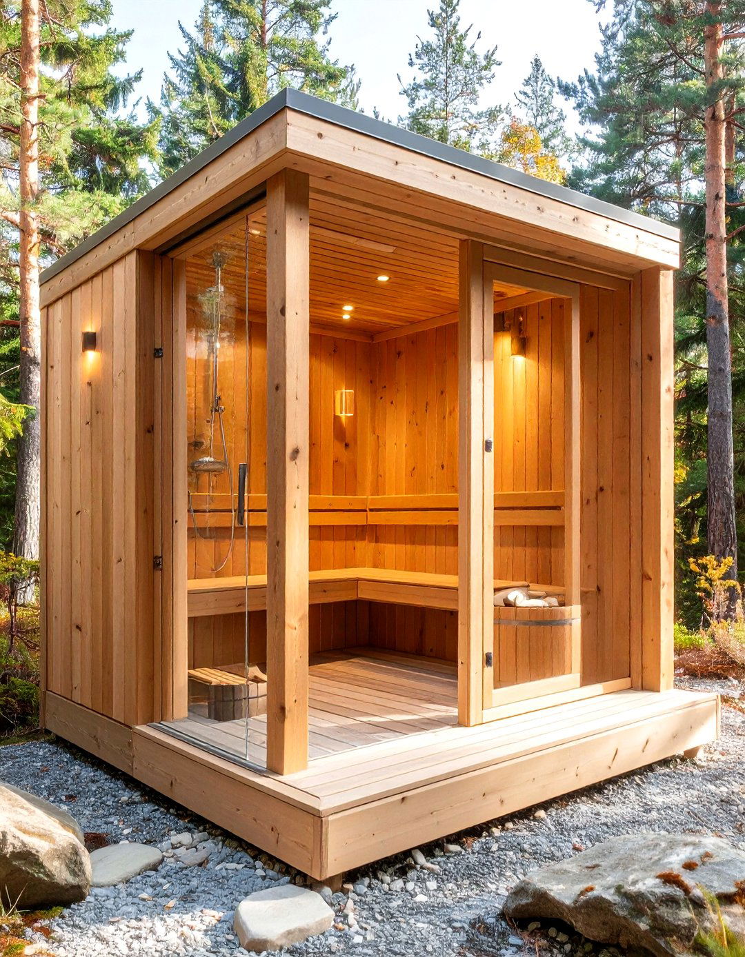 Sauna Shower Combo Stand - 25 outdoor bathroom ideas