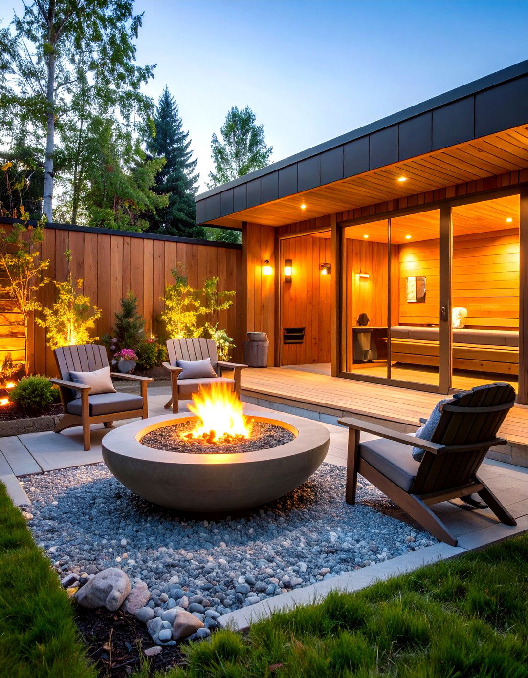 Sauna With Adjacent Fire Pit Lounge - 25 outdoor sauna ideas