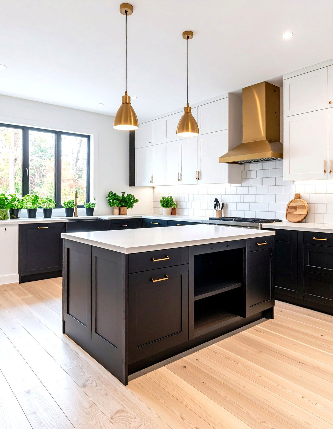 Scandinavian Black Kitchen Cabinets with White Butcher Block Veneer - 25 black kitchen cabinets with white countertops
