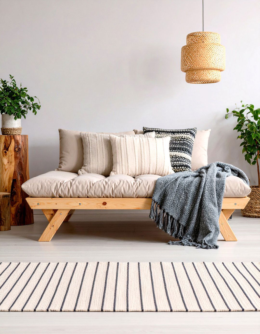 Scandinavian Slatted Wood Daybed Highlights Natural Minimalism - 25 daybed ideas for small spaces