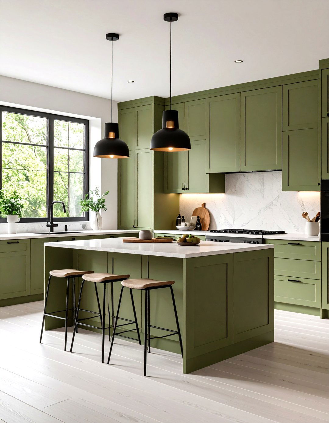 Scandinavian Style Light Olive Green Kitchen - 25 olive green kitchens