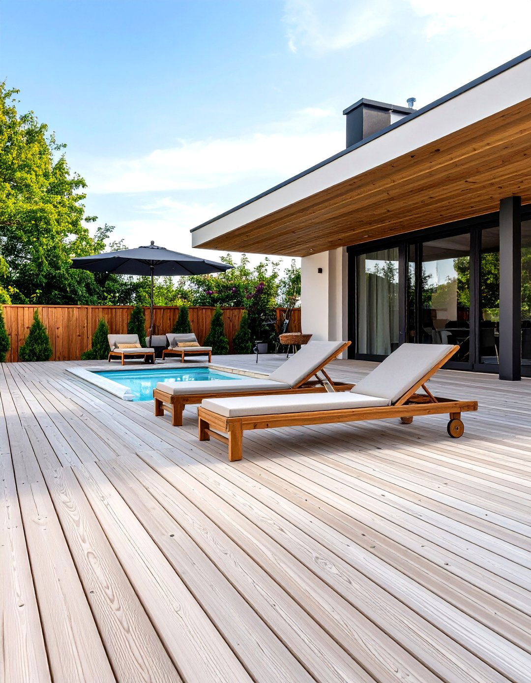Scandinavian Style Light Timber Pool Deck - 25 above-ground pool with deck ideas