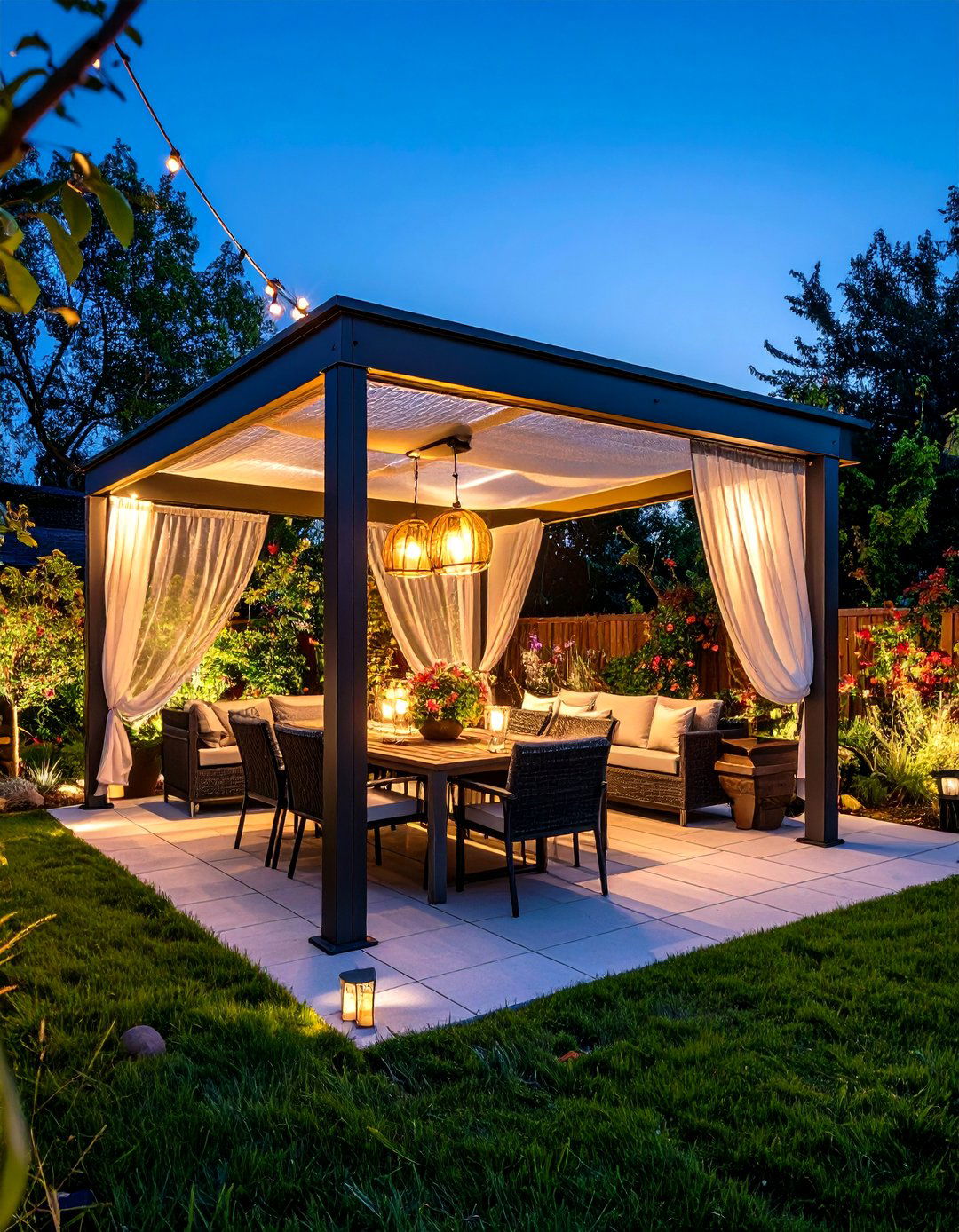 Screened Pergola Bug Free Dining Pavilion - 25 outdoor dining area ideas