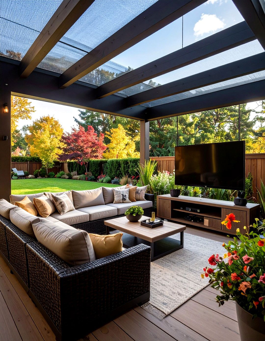 Screened Porch Lounge for Bug Free Viewing - 25 outdoor tv ideas
