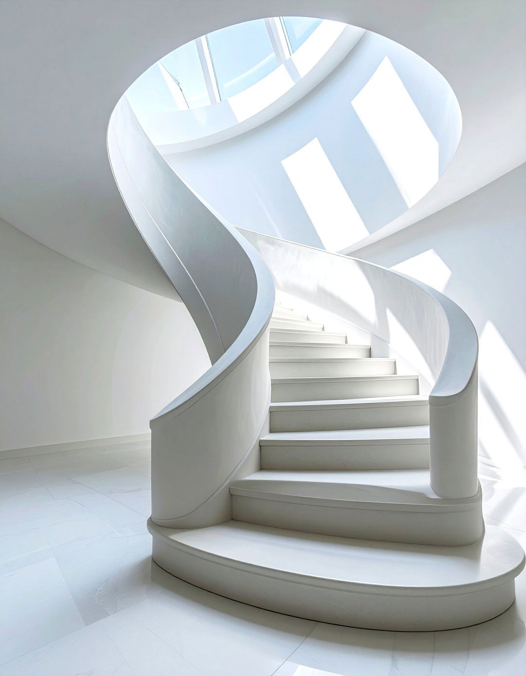 Sculpted Plaster Minimalism - 25 open staircase ideas