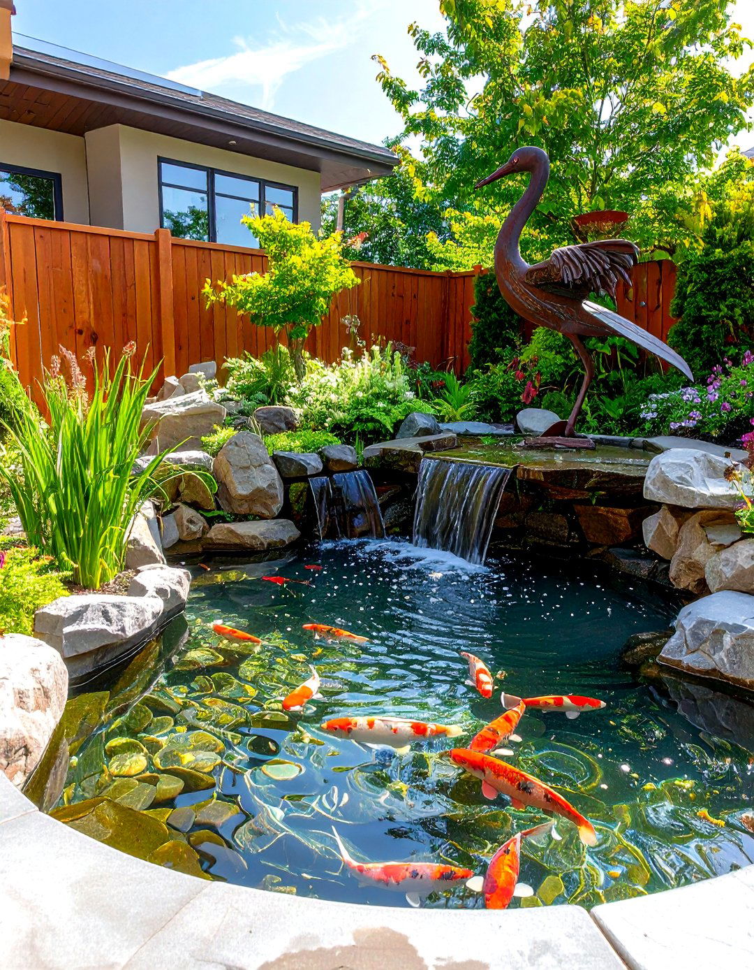 Sculptural Art Focal Koi Pond - 25 koi pond ideas
