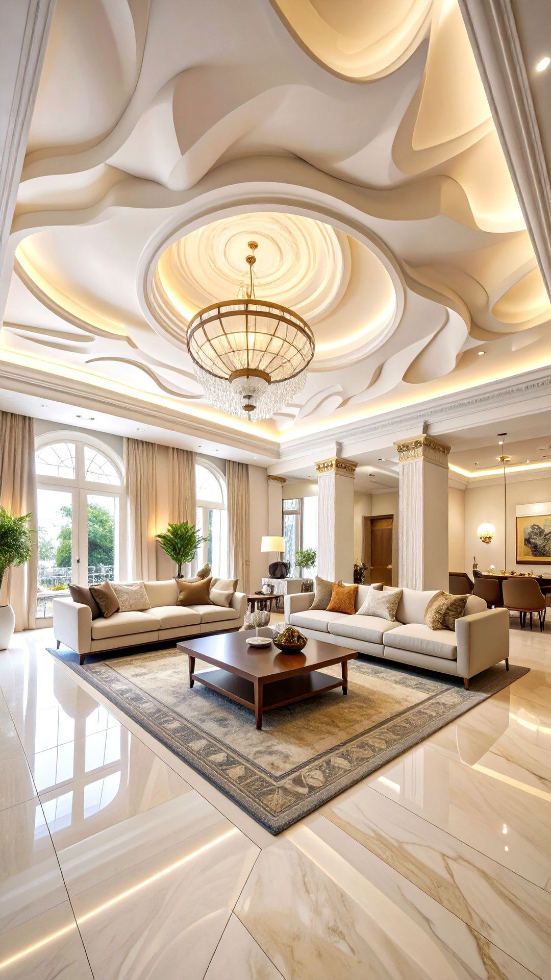 Sculptural Plaster Accent Ceiling as Art Piece - 25 accent ceiling ideas
