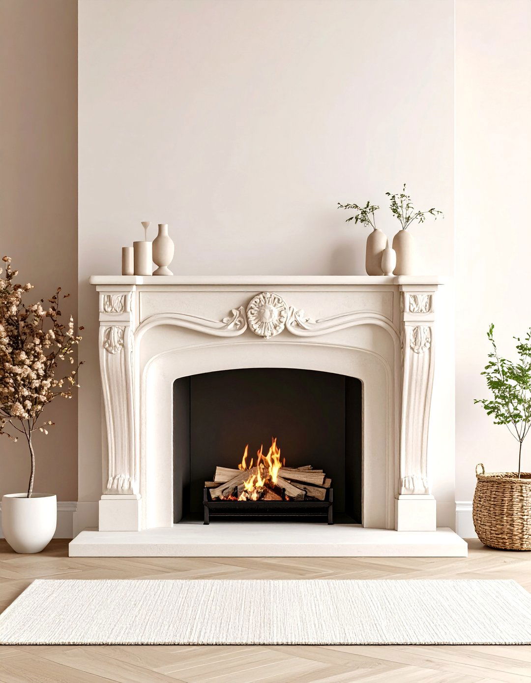 Sculptural Plaster Fireplace for Soft Minimalism - 25 fireplace ideas