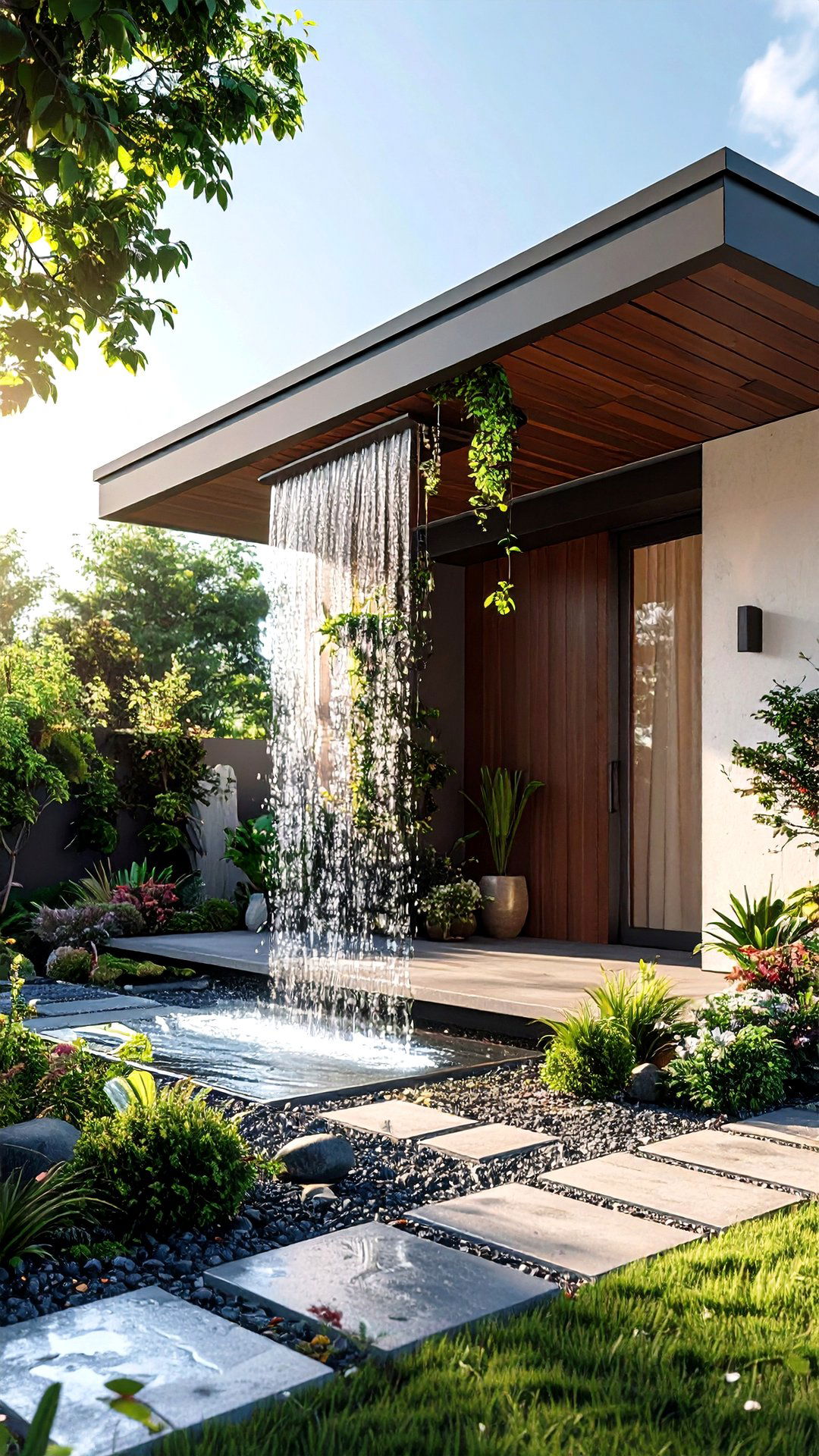 Sculptural Rain Chain Highlights a s House Exterior - 25 1980s house exterior ideas