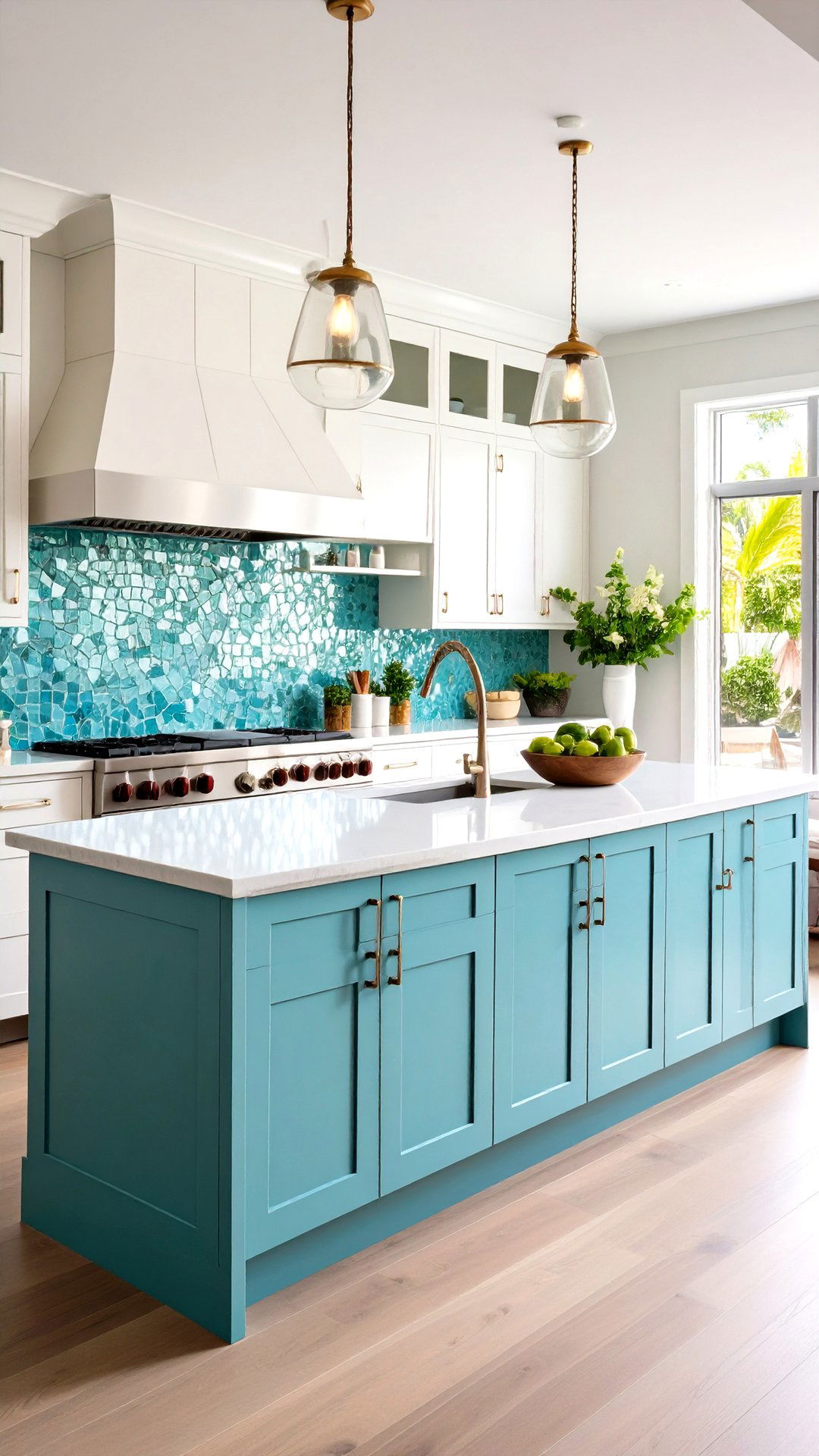 Sea Glass Backsplash Glints Like Surf - 25 coastal kitchen ideas