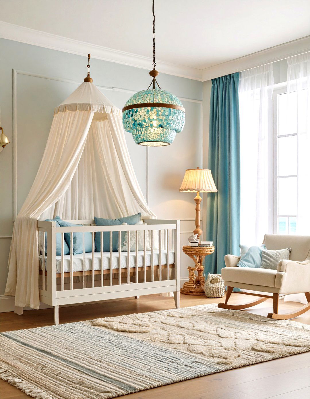 Sea Glass Pendant or Lamp - 25 ocean-themed nursery ideas