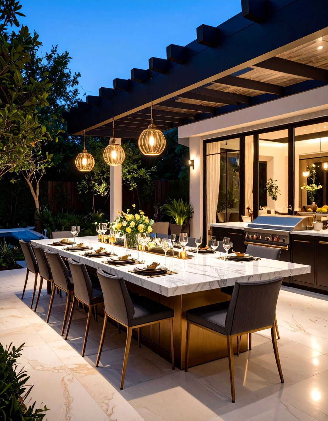 Sealed Marble Countertop for Elegant Occasions - 25 outdoor kitchen countertop ideas