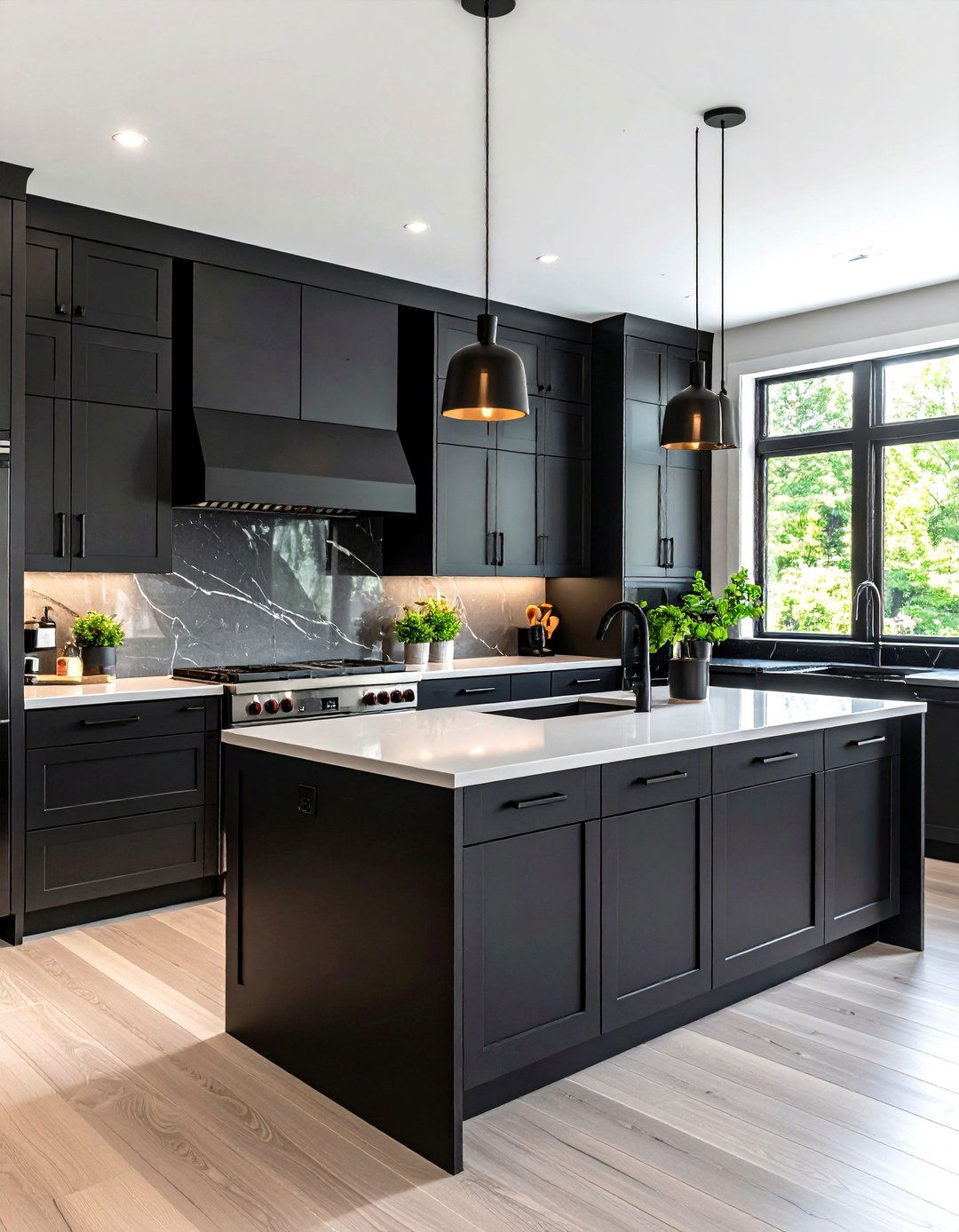 Seamless Black Appliances Disappear Into Cabinetry - 25 black and white kitchen ideas