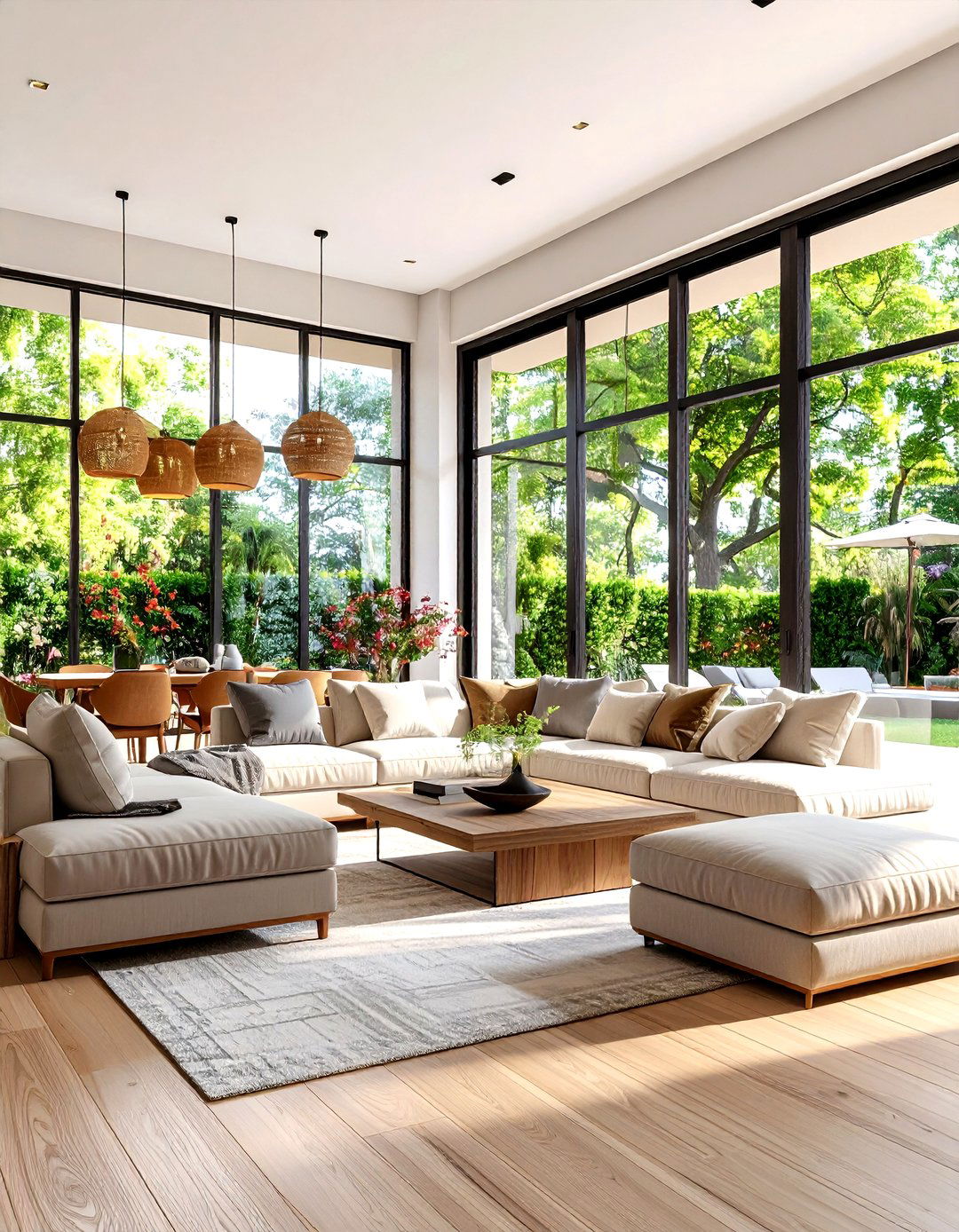 Seamless Indoor Outdoor Flow via Sliding Glass Walls - 25 organic modern living room design ideas