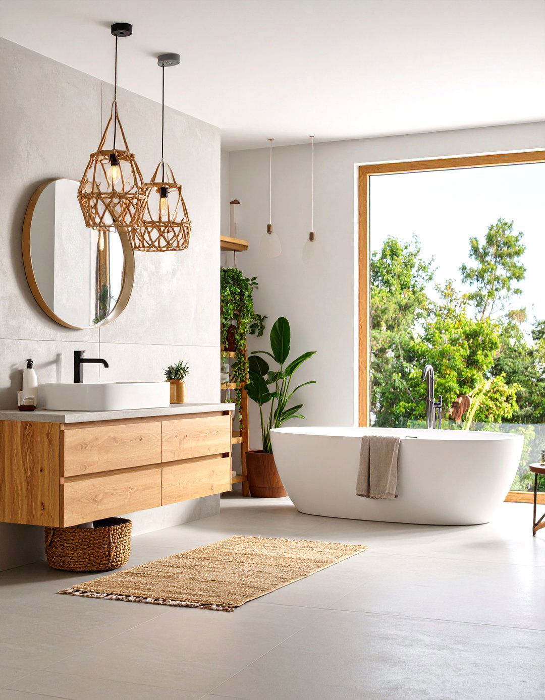 Seamless Microcement Accent Wall - 25 minimalist bathroom ideas